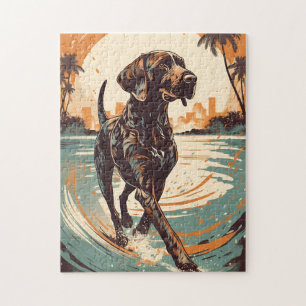 German Shorthaired Pointer at a beach Jigsaw Puzzle