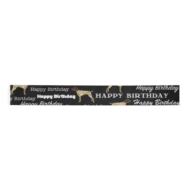 German Shorthaired Pointer Birthday Ribbon, GSP,   Satin Ribbon (Front)