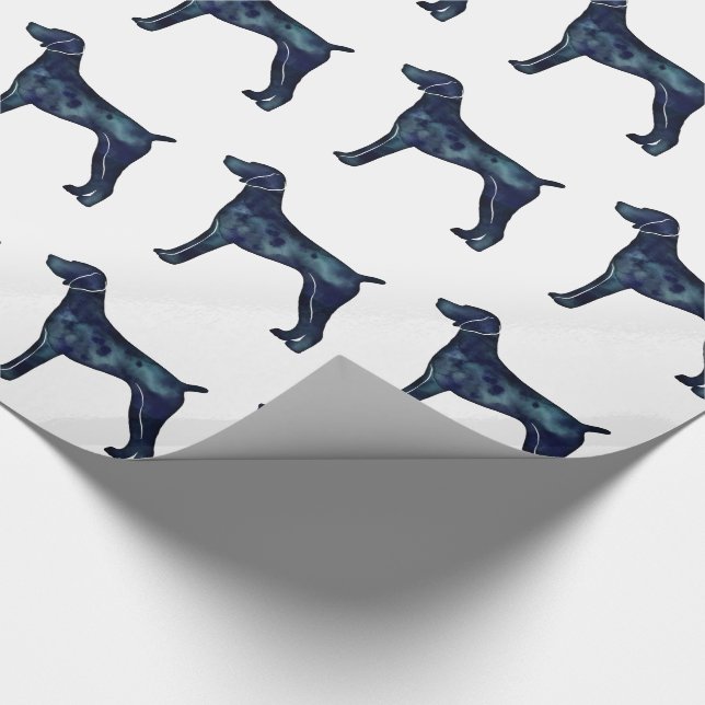 German Shorthaired Pointer Black watercolor Wrapping Paper (Corner)