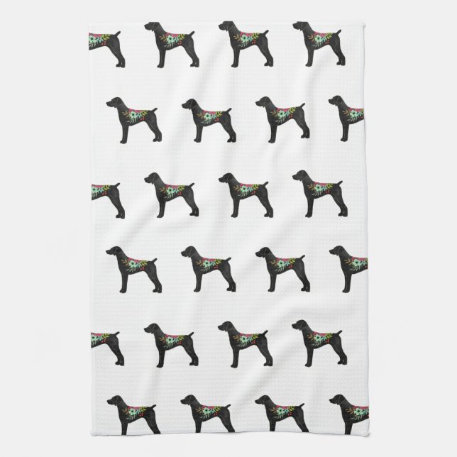German Shorthaired Pointer Boho Silhouette Tea Towel (Vertical)