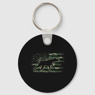 German Shorthaired Pointer Camo American Flag USA Key Ring
