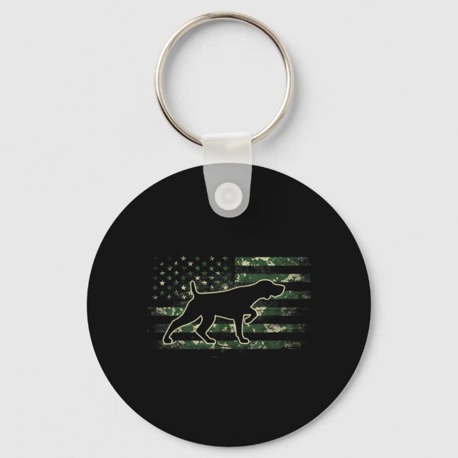 German Shorthaired Pointer Camo American Flag USA Key Ring (Front)