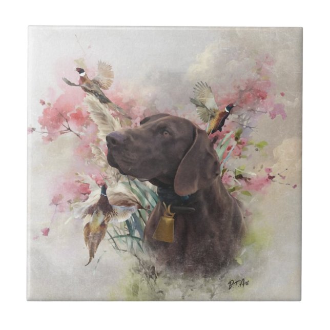 German shorthaired pointer  ceramic tile (Front)