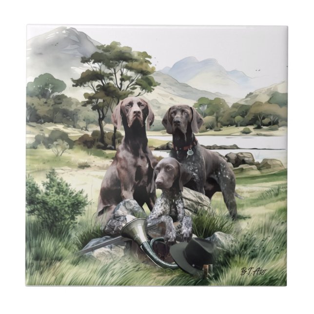 German Shorthaired Pointer  Ceramic Tile (Front)