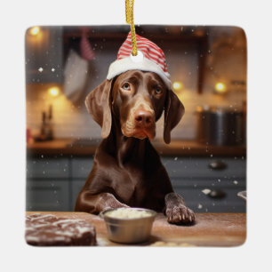 German Shorthaired Pointer Christmas Cookies Ceramic Ornament