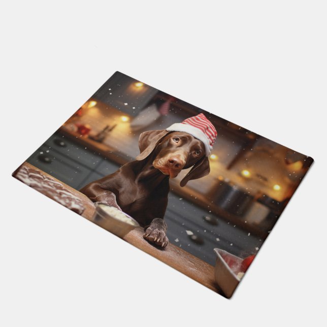 German Shorthaired Pointer Christmas Cookies Doormat (Angled)