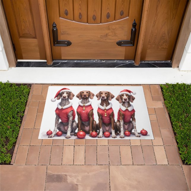 German Shorthaired Pointer Christmas Dress Santa Doormat (Outdoor)
