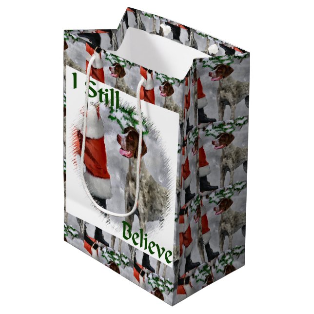 German Shorthaired Pointer Christmas Medium Gift Bag (Front Angled)