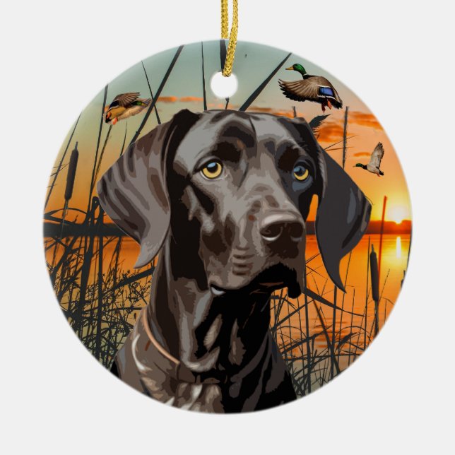 German Shorthaired Pointer Christmas Ornament (Front)