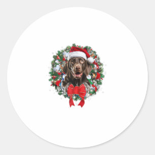 German Shorthaired Pointer Christmas Wreath Decora Classic Round Sticker