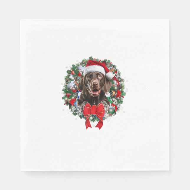 German Shorthaired Pointer Christmas Wreath Decora Napkin (Front)