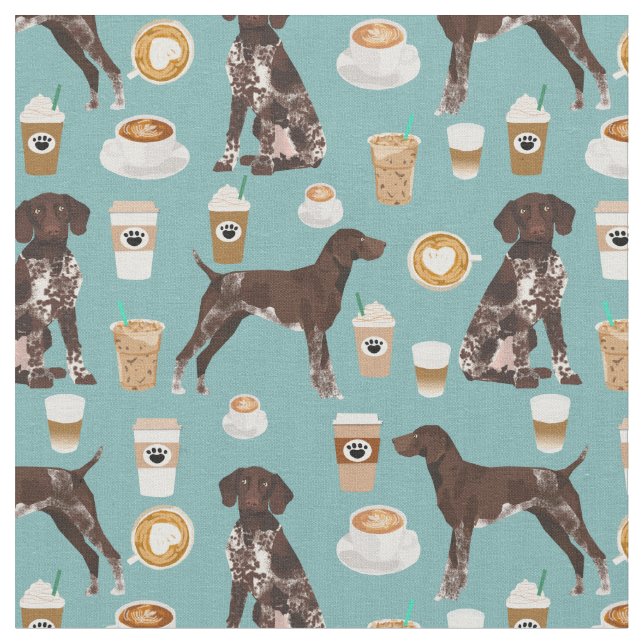 German Shorthaired Pointer coffee dog Fabric (Close Up)
