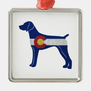 German Shorthaired Pointer Colorado Flag Metal Ornament