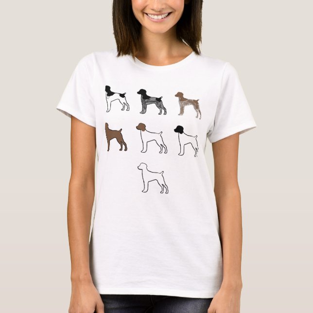 german shorthaired pointer colour silhouettes T-Shirt (Front)