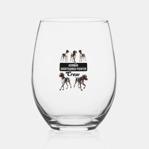 German Shorthaired Pointer Crew Stemless Wine Glass