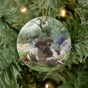 German Shorthaired Pointer cute  puppies      Ceramic Ornament