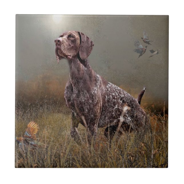 German Shorthaired Pointer ,Deutsch Kurzhaar Tapes Ceramic Tile (Front)