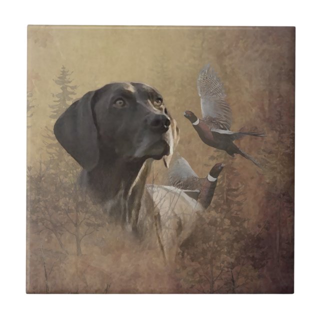 German Shorthaired Pointer ,Deutsch Kurzhaar Tapes Ceramic Tile (Front)