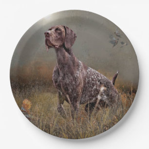German Shorthaired Pointer ,Deutsch Kurzhaar Tapes Paper Plate