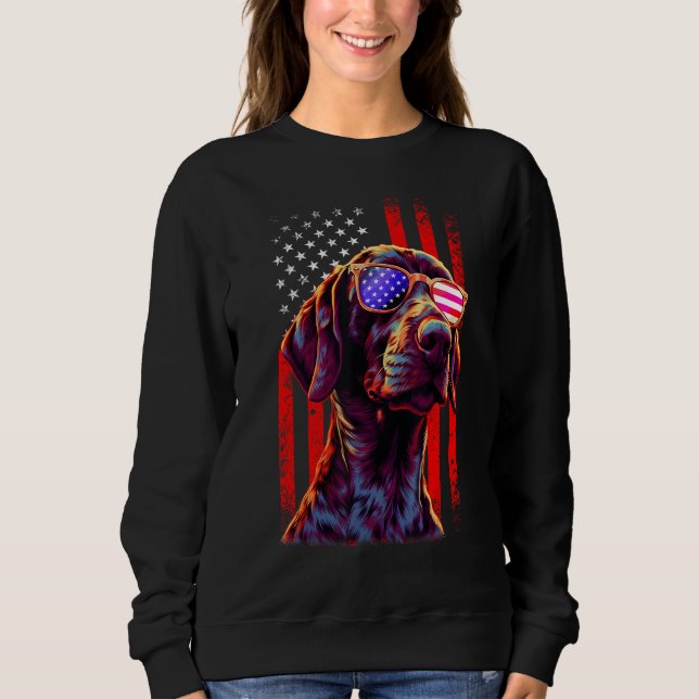 German Shorthaired Pointer Dog American Flag 4th O Sweatshirt (Front)