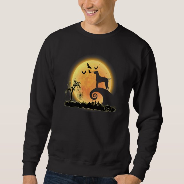 German Shorthaired Pointer Dog And Moon  Halloween Sweatshirt (Front)