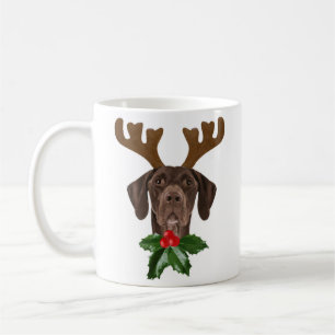 German Shorthaired Pointer Dog Antlers Christmas Coffee Mug