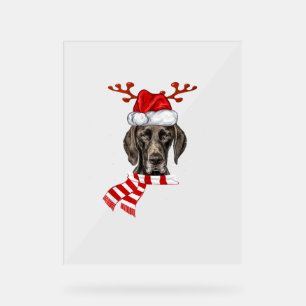 German Shorthaired Pointer Dog Antlers Santa Chris Acrylic Sign