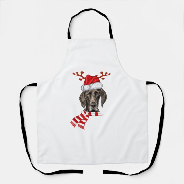 German Shorthaired Pointer Dog Antlers Santa Chris Apron (Front)