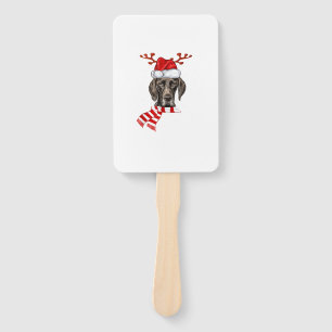 German Shorthaired Pointer Dog Antlers Santa Chris Hand Fan