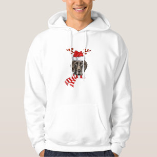 German Shorthaired Pointer Dog Antlers Santa Chris Hoodie
