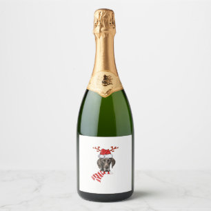 German Shorthaired Pointer Dog Antlers Santa Chris Sparkling Wine Label