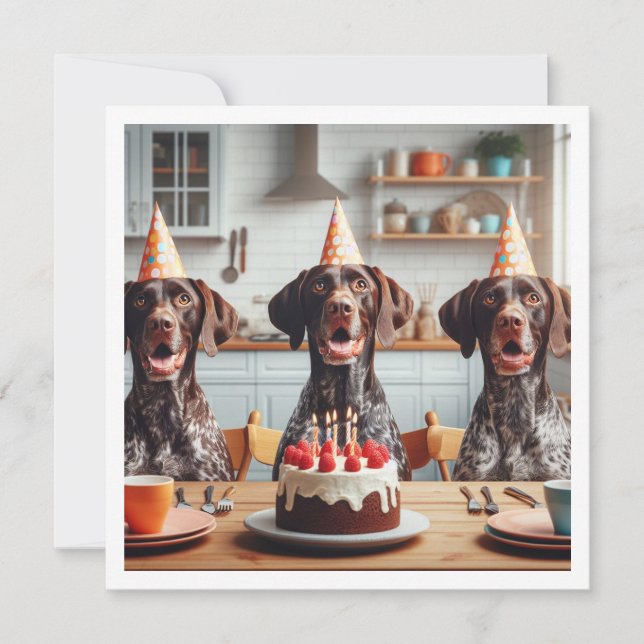 German Shorthaired Pointer, dog birthday Invitation (Front)