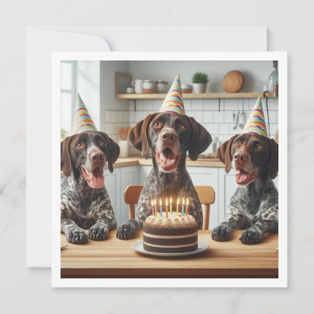 German Shorthaired Pointer, dog birthday Invitation (Front)