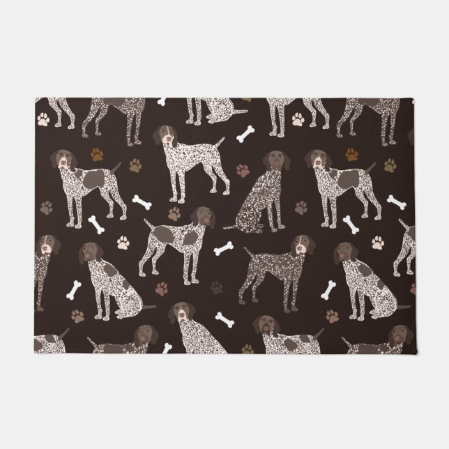 German Shorthaired Pointer Dog Bone and Paw Print Doormat (Front)