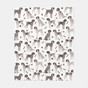German Shorthaired Pointer Dog Bone and Paw Print  Fleece Blanket