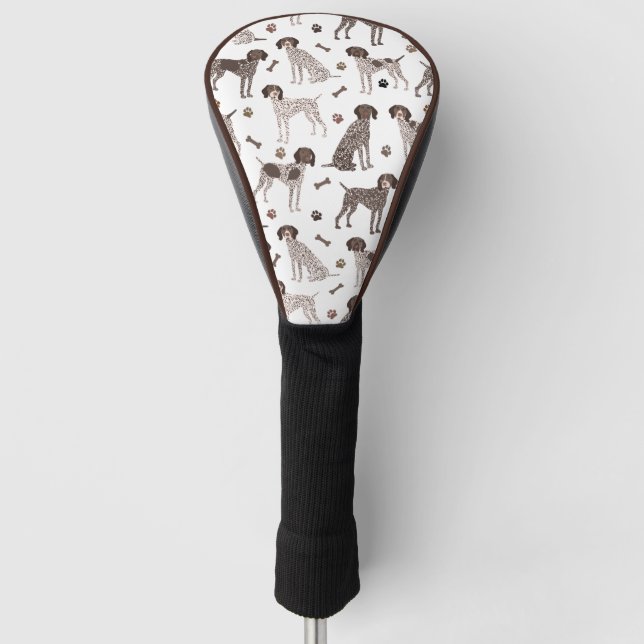 German Shorthaired Pointer Dog Bone and Paw Print Golf Head Cover (Front)