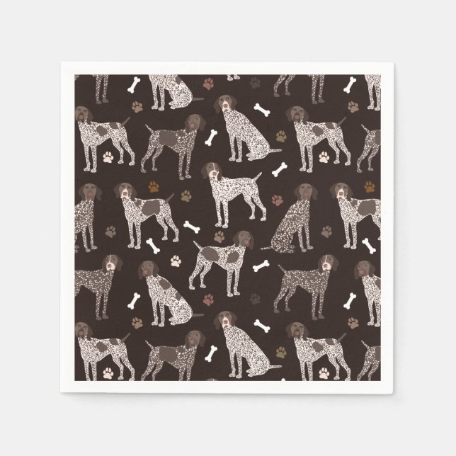 German Shorthaired Pointer Dog Bone and Paw Print Napkin (Front)