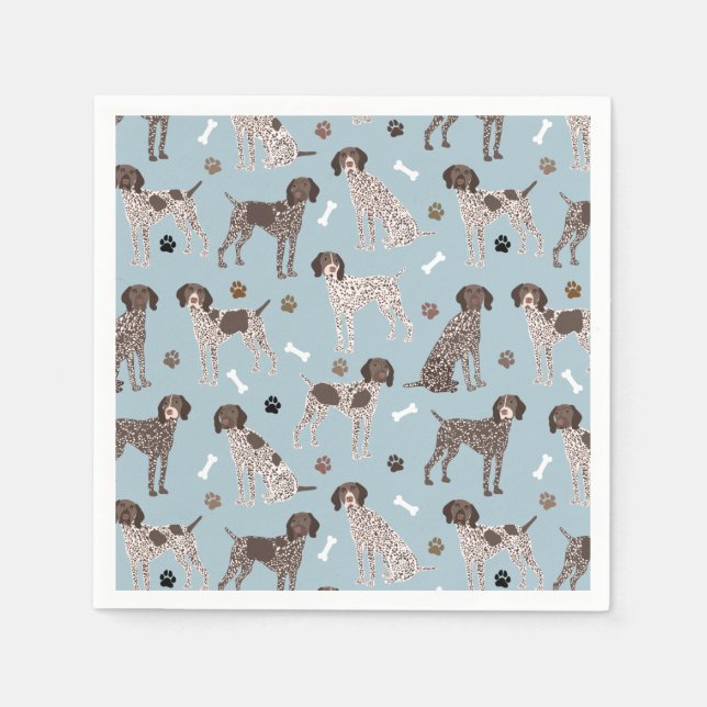 German Shorthaired Pointer Dog Bone and Paw Print  Napkin (Front)