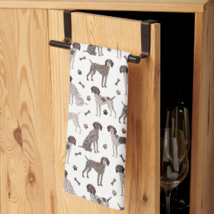German Shorthaired Pointer Dog Bone and Paw Print  Tea Towel
