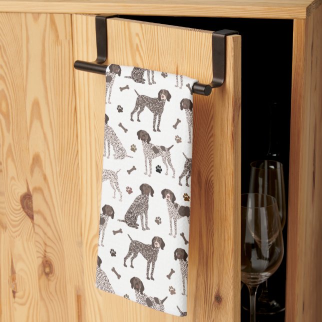German Shorthaired Pointer Dog Bone and Paw Print  Tea Towel (Thirds Fold)