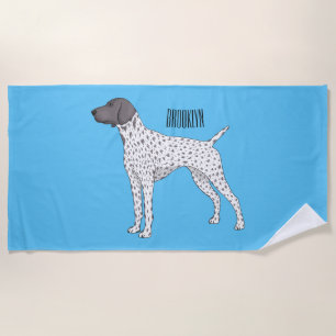 German Shorthaired Pointer dog cartoon Beach Towel