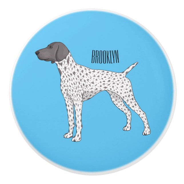 German Shorthaired Pointer dog cartoon Ceramic Knob (Front)