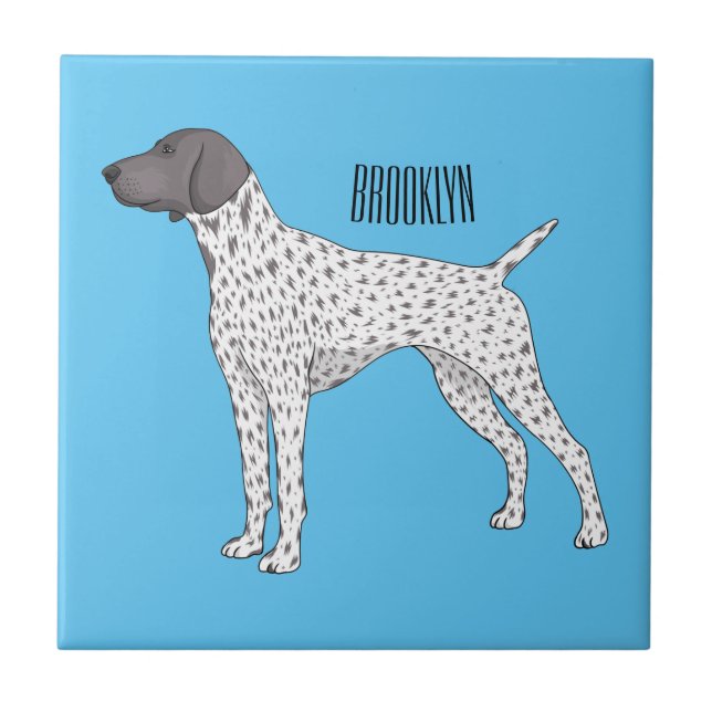 German Shorthaired Pointer dog cartoon Ceramic Tile (Front)