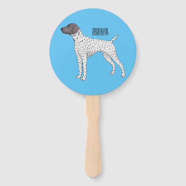 German Shorthaired Pointer dog cartoon Hand Fan (Front)