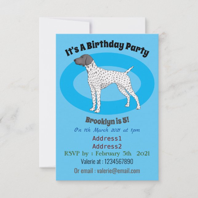German Shorthaired Pointer dog cartoon Invitation (Front)