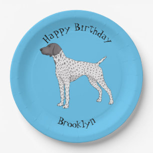 German Shorthaired Pointer dog cartoon Paper Plate