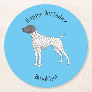 German Shorthaired Pointer dog cartoon Round Paper Coaster