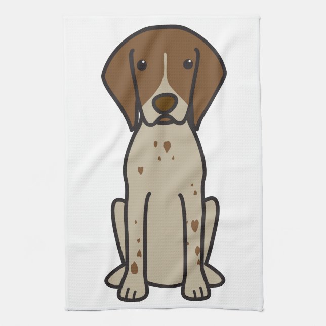 German Shorthaired Pointer Dog Cartoon Tea Towel (Vertical)