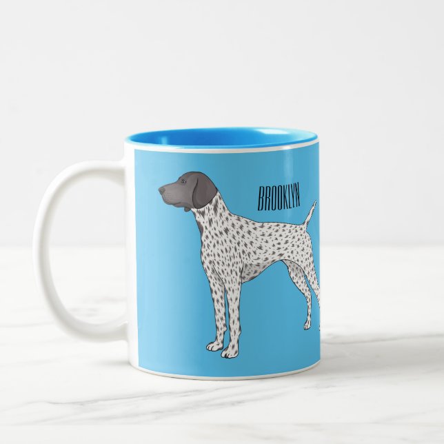 German Shorthaired Pointer dog cartoon Two-Tone Coffee Mug (Left)