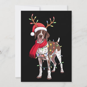 German Shorthaired Pointer Dog Christmas Antler Invitation